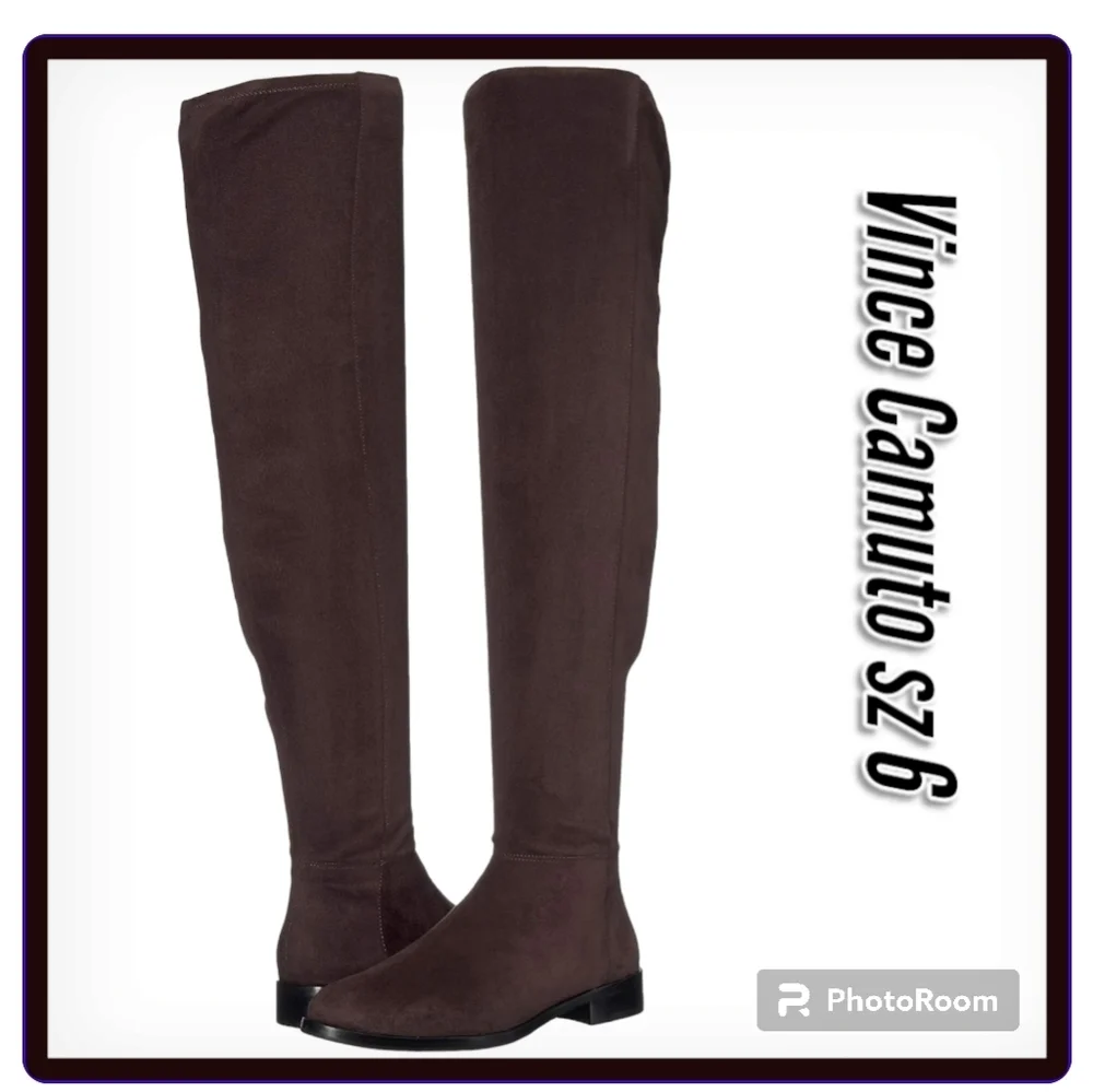 Vince Camuto Hailie Over The Knee Boots Brown Suede OTK Flat Boot 6